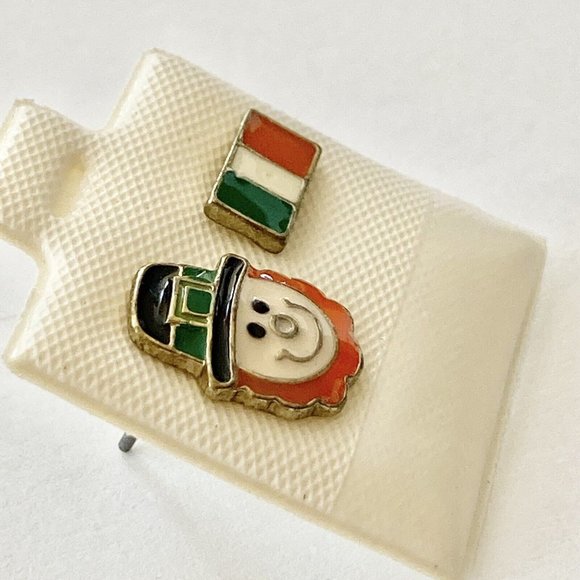 Leprechaun Hat Earrings Enamel Irish Flag St Patricks Day Celtic Shamrock Lucky - Picture 3 of 6